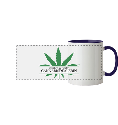 Staatlich geprüfte Cannabisdealerin - Panorama Tasse zweifarbig
