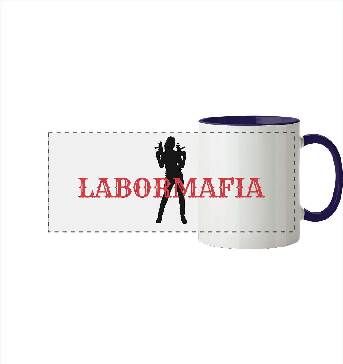 Labormafia Frau - Panorama Tasse zweifarbig