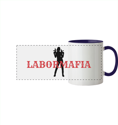 Labormafia Frau - Panorama Tasse zweifarbig