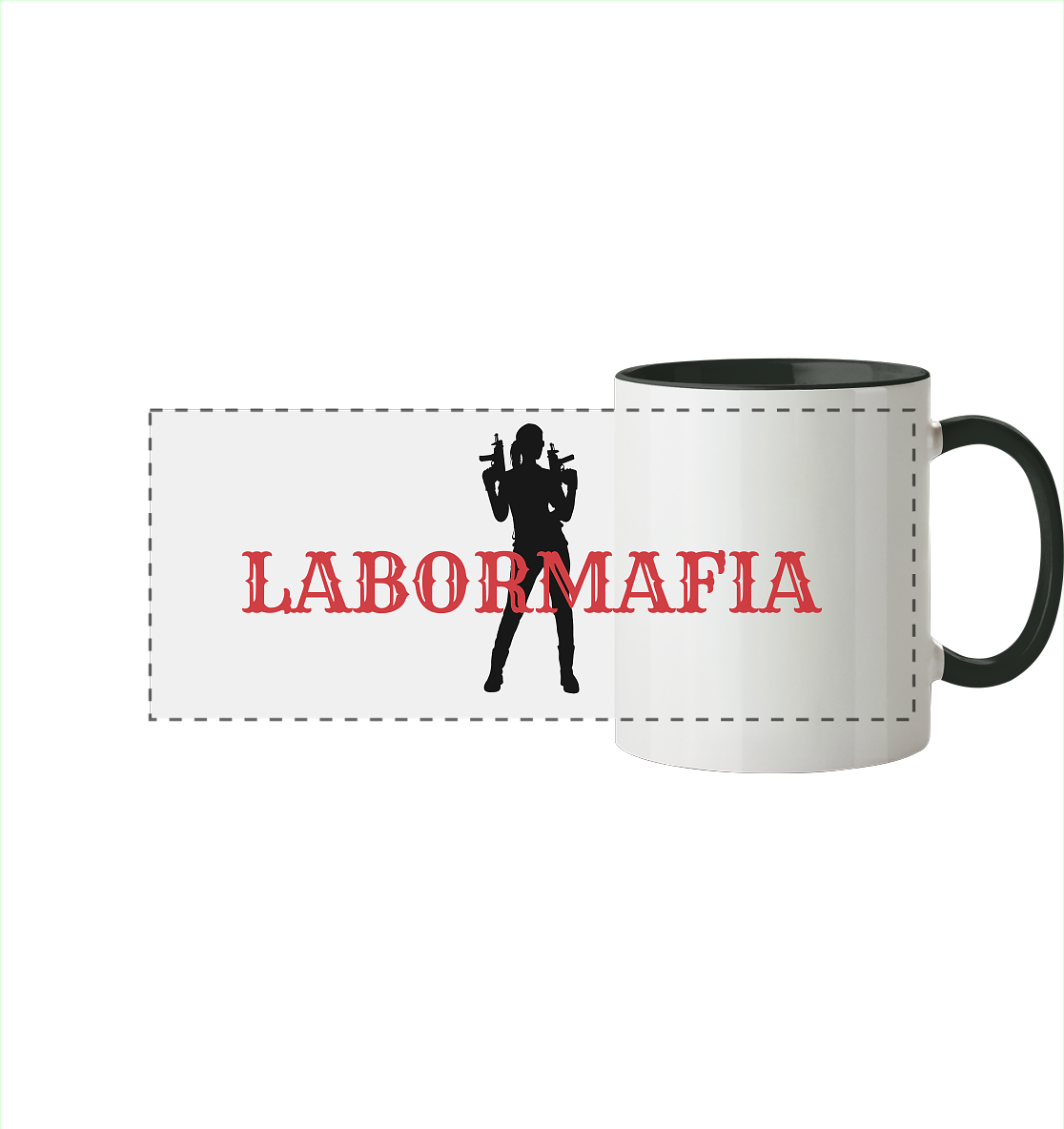 Labormafia Frau - Panorama Tasse zweifarbig