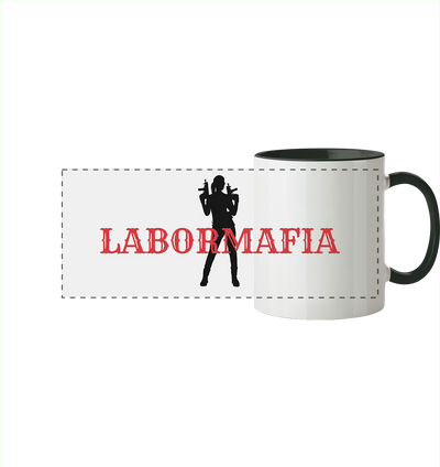 Labormafia Frau - Panorama Tasse zweifarbig