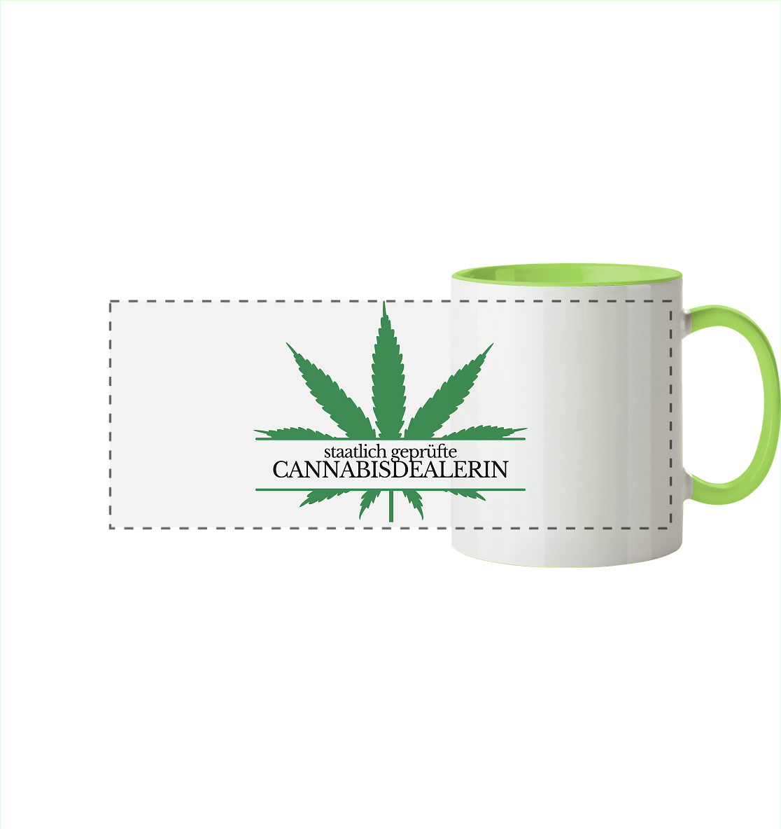 Staatlich geprüfte Cannabisdealerin - Panorama Tasse zweifarbig