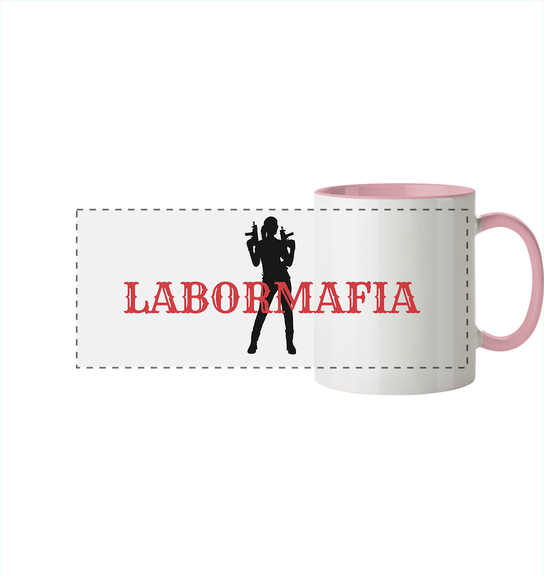 Labormafia Frau - Panorama Tasse zweifarbig
